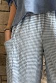 Arbi Gingham 7/8 Barrel Pant Denim